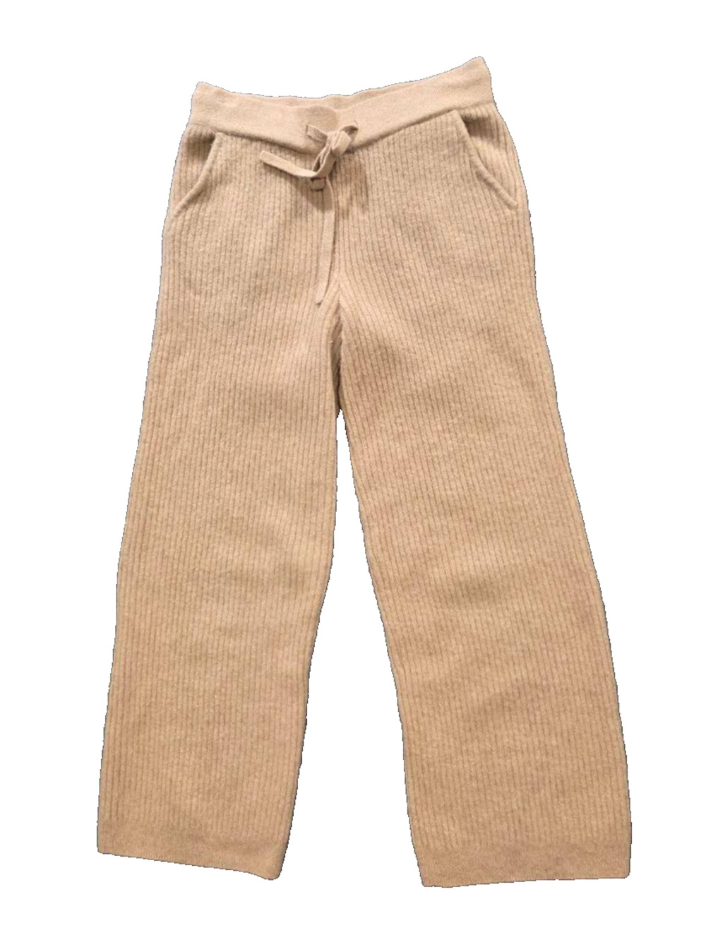Hass Sweat pants 100% baby alpaca Ribbed Wide Leg See knitted S A011049
